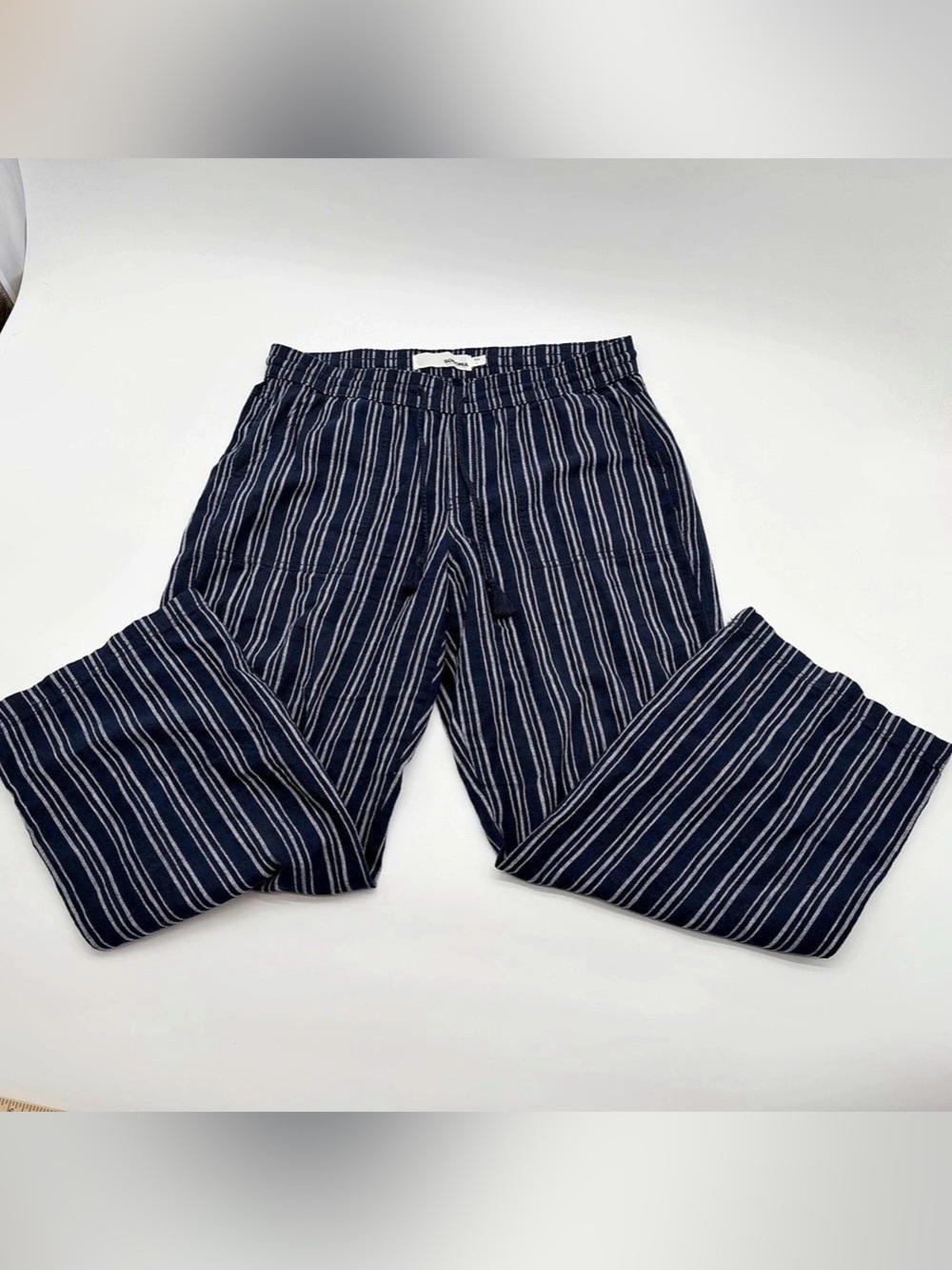 Sonoma Striped Linen cotton Blend Shorts in Blue & White Size Large